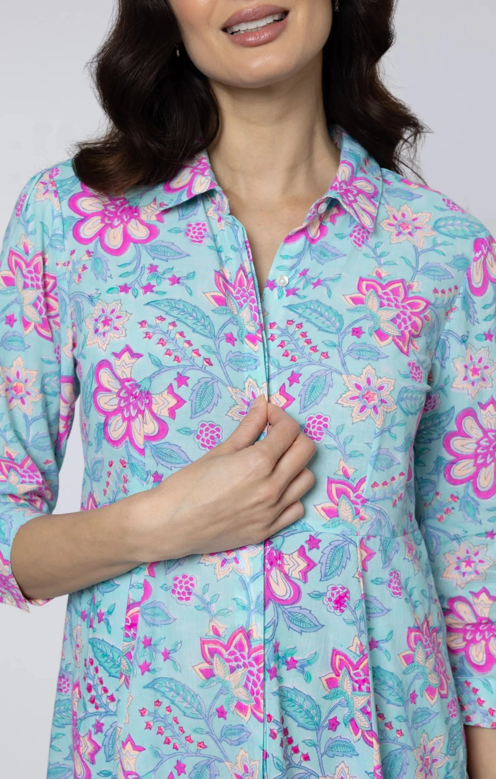 Aqua & Fuchsia Maxi Dress sold by Beau & Ro product image thumbnail 2