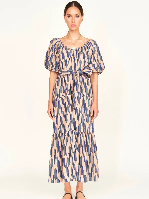 Capri Dress in Cerulean Rainfall sold by Beau & Ro