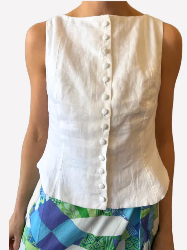 Alice Top in White Linen sold by Beau & Ro