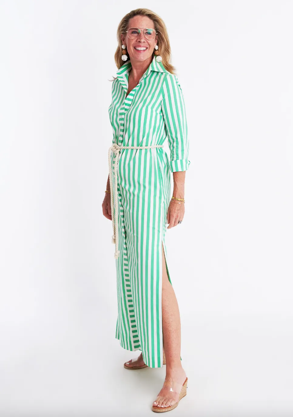 Monteith Caftan in Green Stripe sold by Beau & Ro product image thumbnail 2