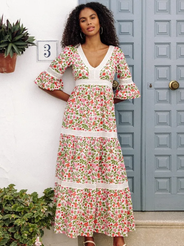 Alicia Dress in Peach Jaal sold by Beau & Ro