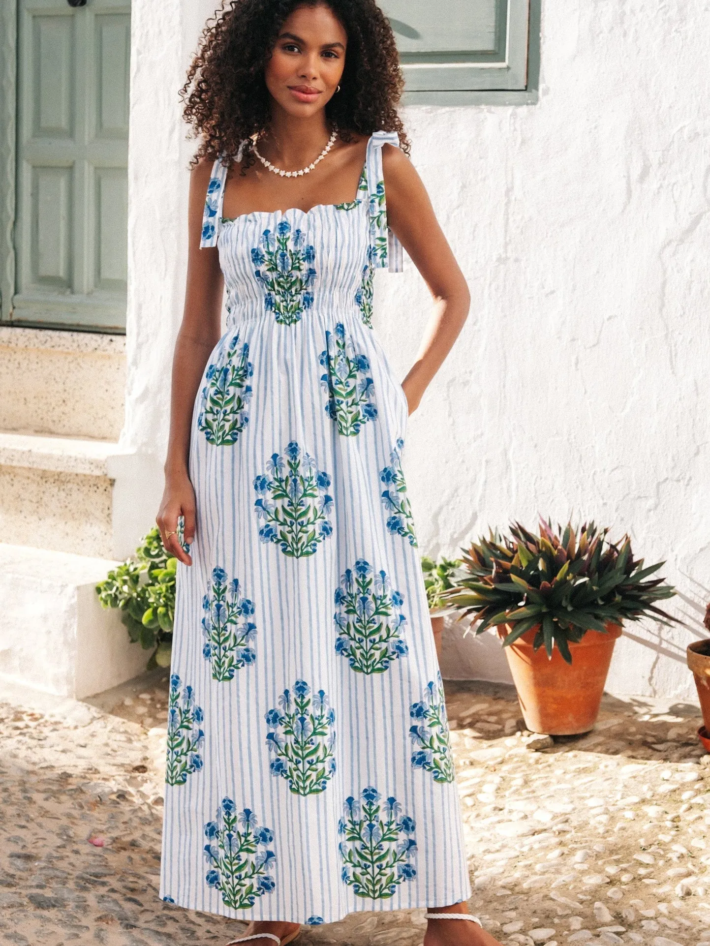 Martina Dress in Dusk Stripe sold by Beau & Ro
