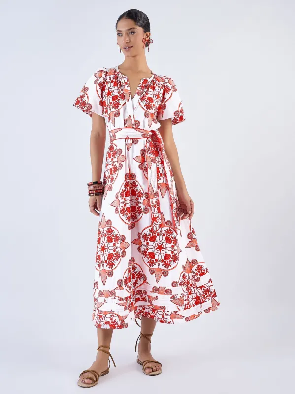 Suzi Dress in Nautilus Coral sold by Beau & Ro