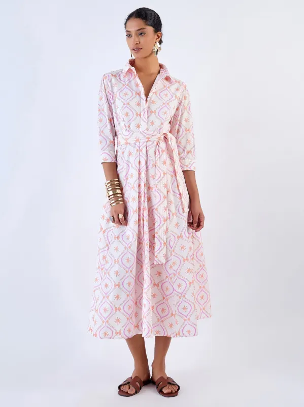 Emily Dress in Coral Treasures sold by Beau & Ro