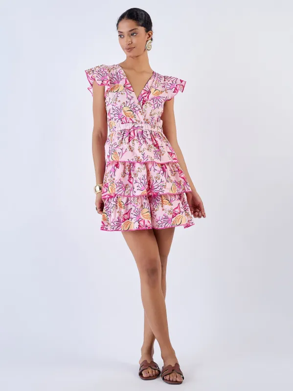 Cassie Dress in Coral Garden Pink sold by Beau & Ro