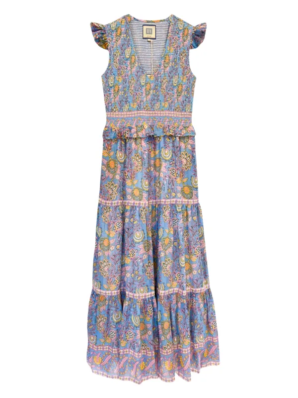 Carly Maxi in Blue Yellow Print sold by Beau & Ro