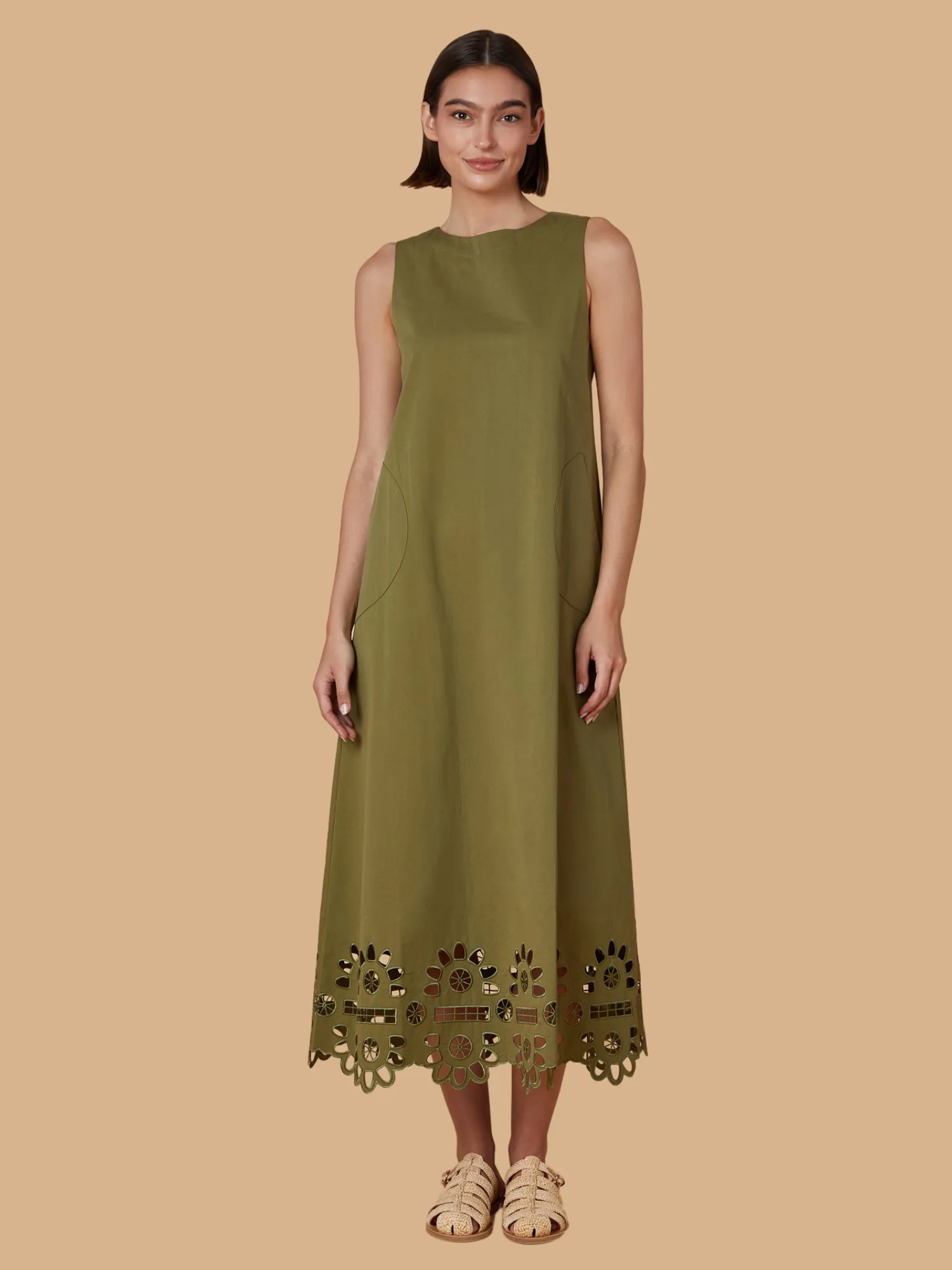 Dani Dress in Olive sold by Beau & Ro