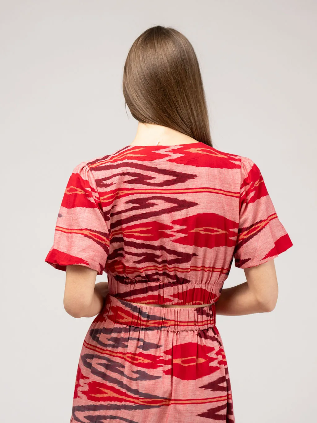 The Abby Top | Eco Pink & Red Ikat sold by Beau & Ro product image thumbnail 4