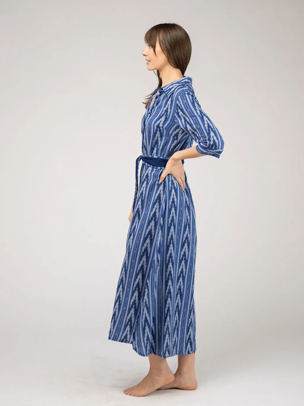 The Eloise Dress | Eco Blue Ikat sold by Beau & Ro product image thumbnail 3
