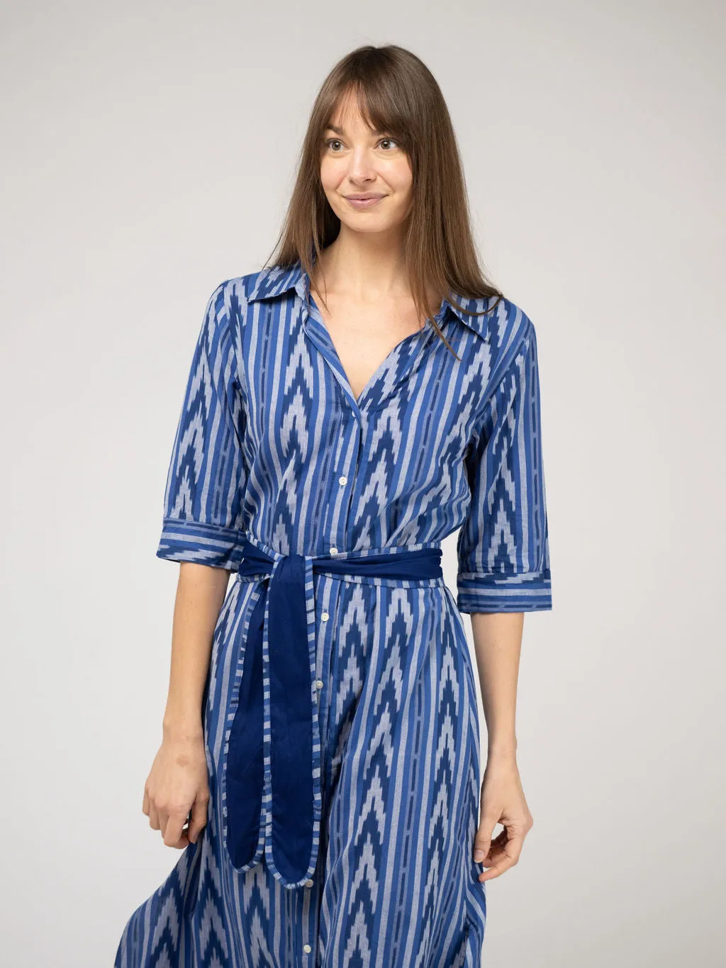 The Eloise Dress | Eco Blue Ikat sold by Beau & Ro product image thumbnail 5