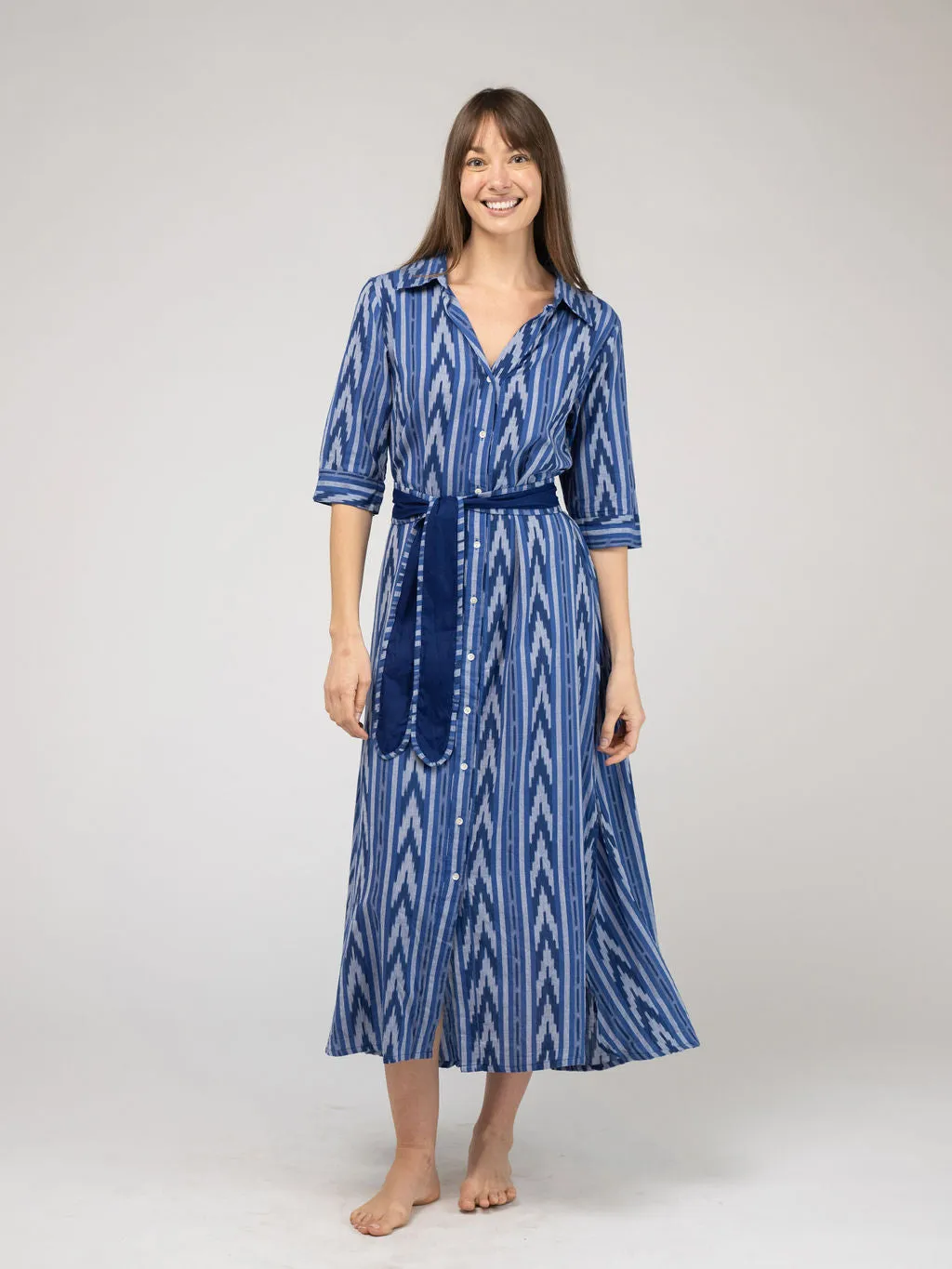The Eloise Dress | Eco Blue Ikat sold by Beau & Ro