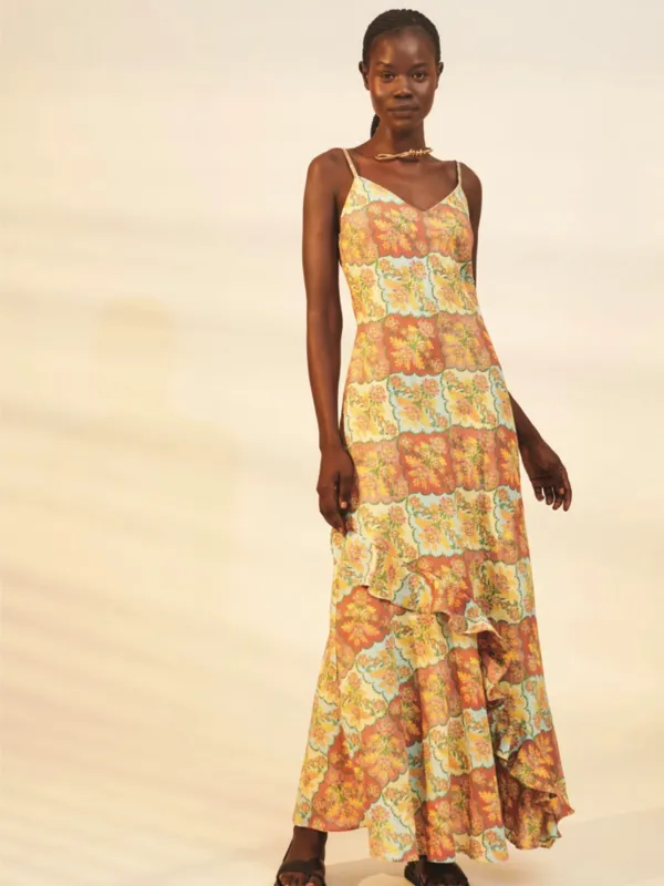 Kataya Midi Dress in Tablecloth Print sold by Beau & Ro