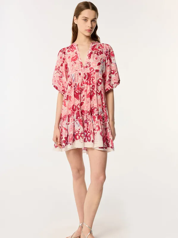 Aria Mini Dress in Pink Pencilleo sold by Beau & Ro