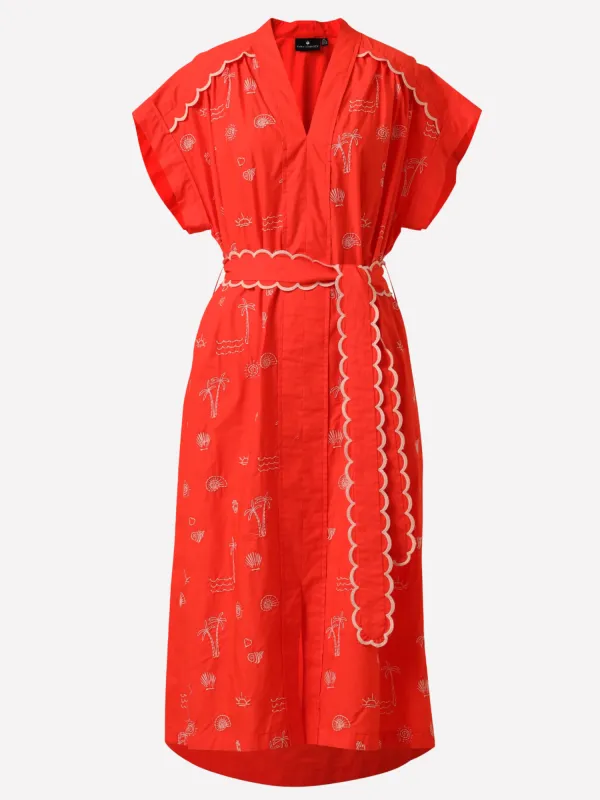 Adley Dress in Flame Scarlet sold by Beau & Ro