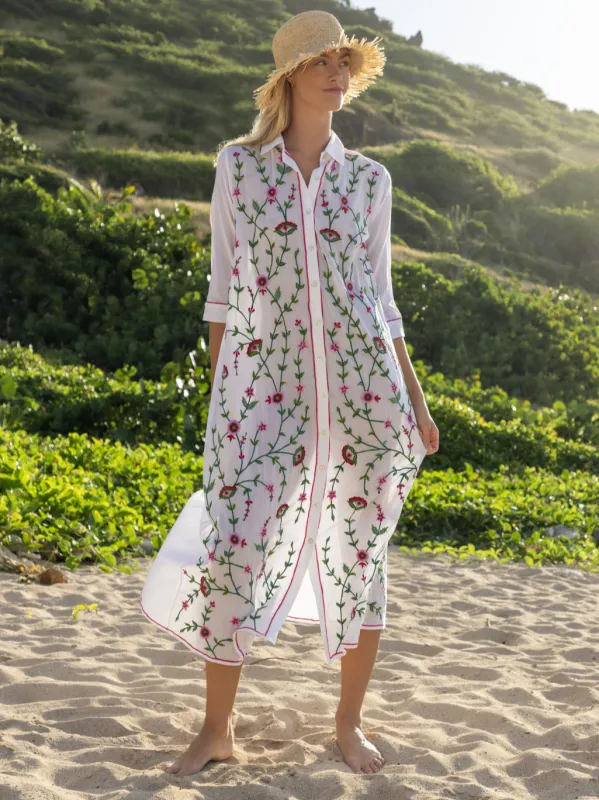 Kajal Dress with Pink and Green Embroidery sold by Beau & Ro