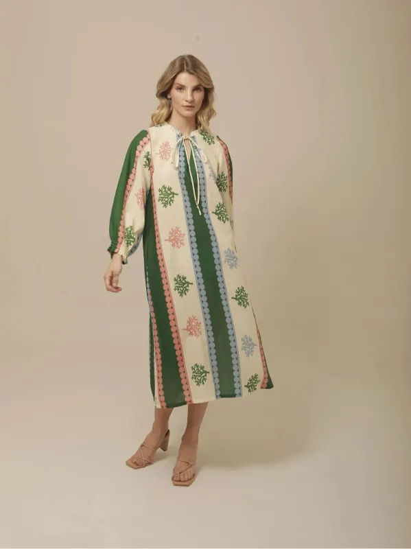 Beatriz Dress in Coral Print sold by Beau & Ro