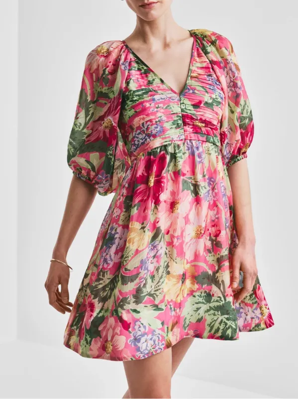 Cupro Mini Dress in Pink Blossoms sold by Beau & Ro