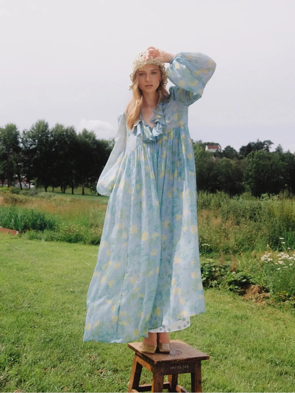 Cupro Relaxed Dress in Anemone Field sold by Beau & Ro