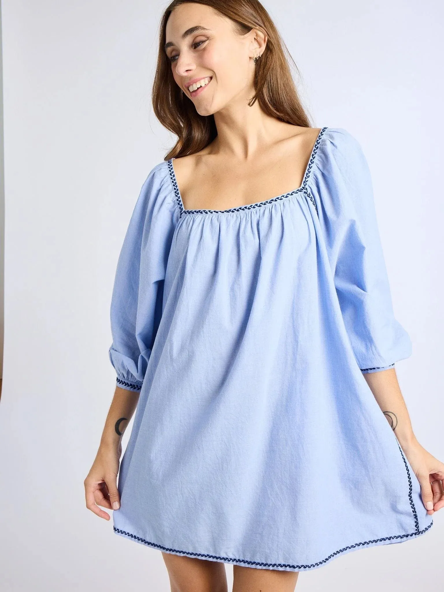 Alma Dress in Ciel sold by Beau & Ro