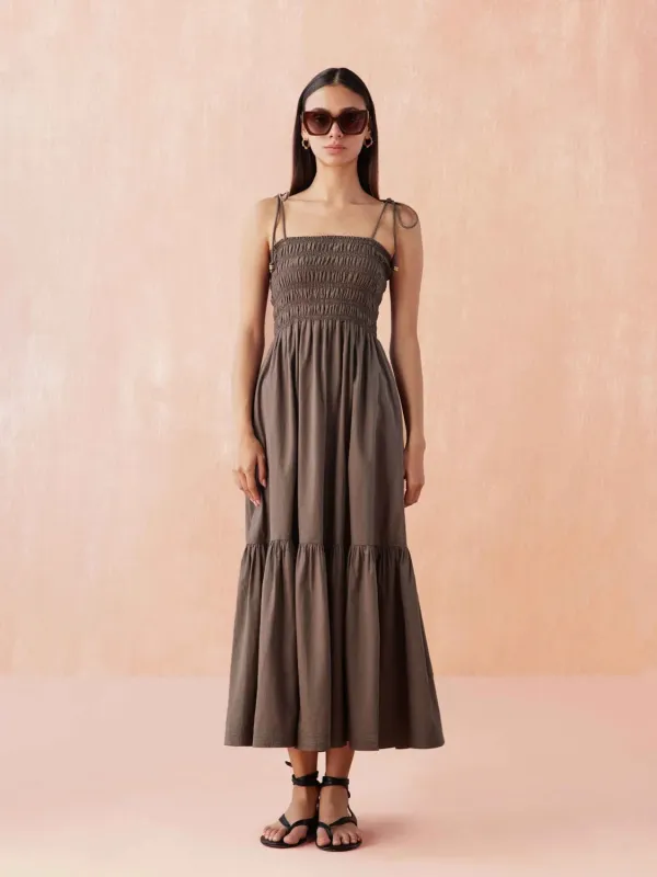 Adley Maxi Dress in Fawn sold by Beau & Ro