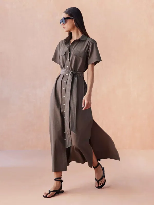 Amira Midi Dress in Fawn sold by Beau & Ro
