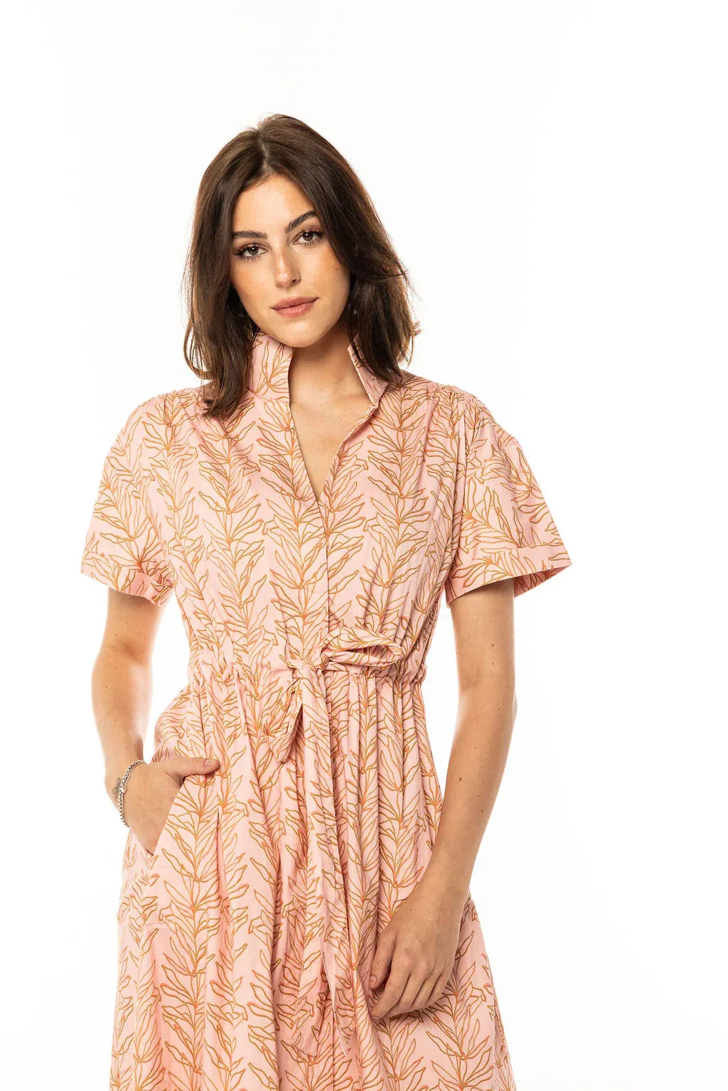 Bria Dress in Pink Climbing Leaves sold by Beau & Ro product image thumbnail 3