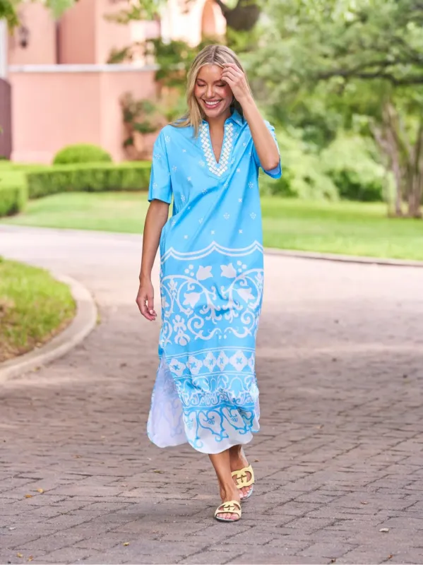 Reese Dress in Sky Tulum sold by Beau & Ro