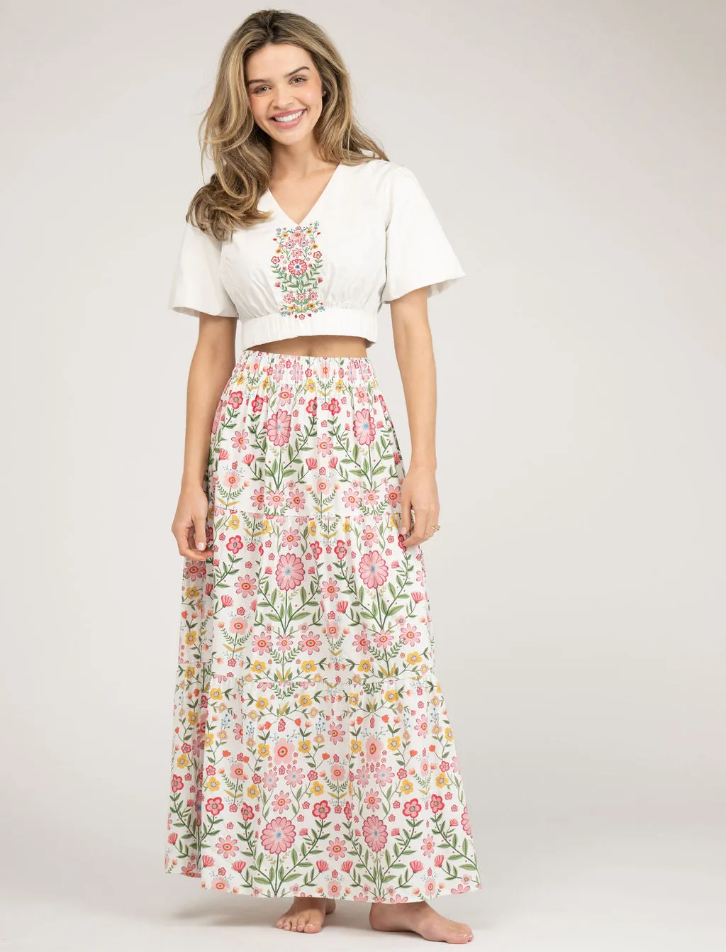 The Abby Top | Pink Folk Flower sold by Beau & Ro product image thumbnail 4