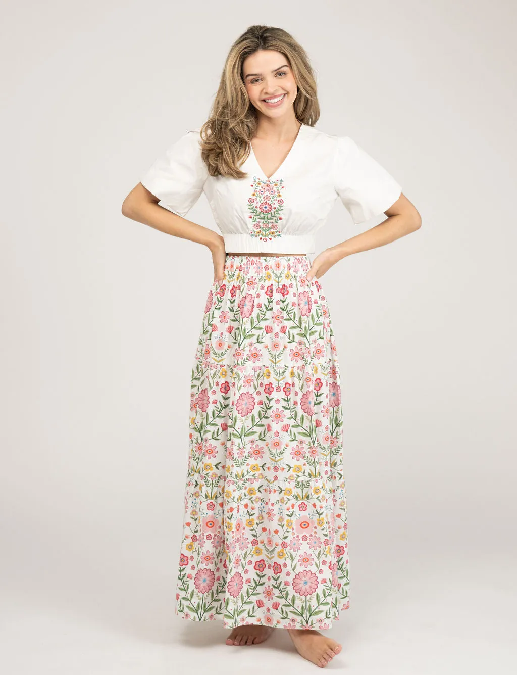 The Abby Top | Pink Folk Flower sold by Beau & Ro product image thumbnail 2