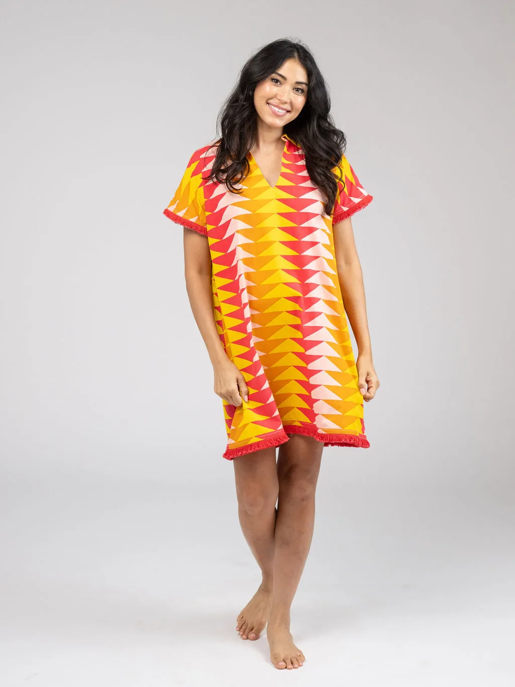 The Beach Tunic | Sunset Bagru Triangle sold by Beau & Ro