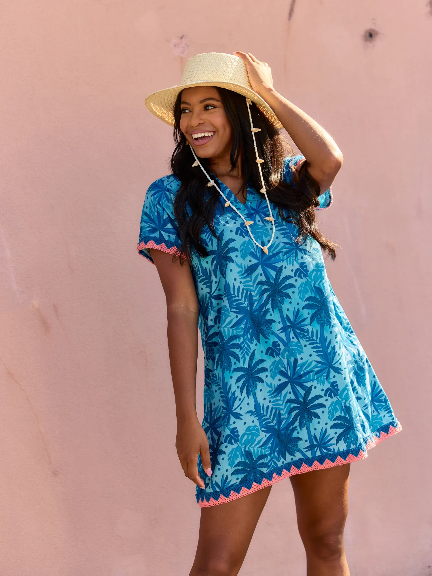The Beach Tunic | Blue Palm Leaf sold by Beau & Ro product image thumbnail 2