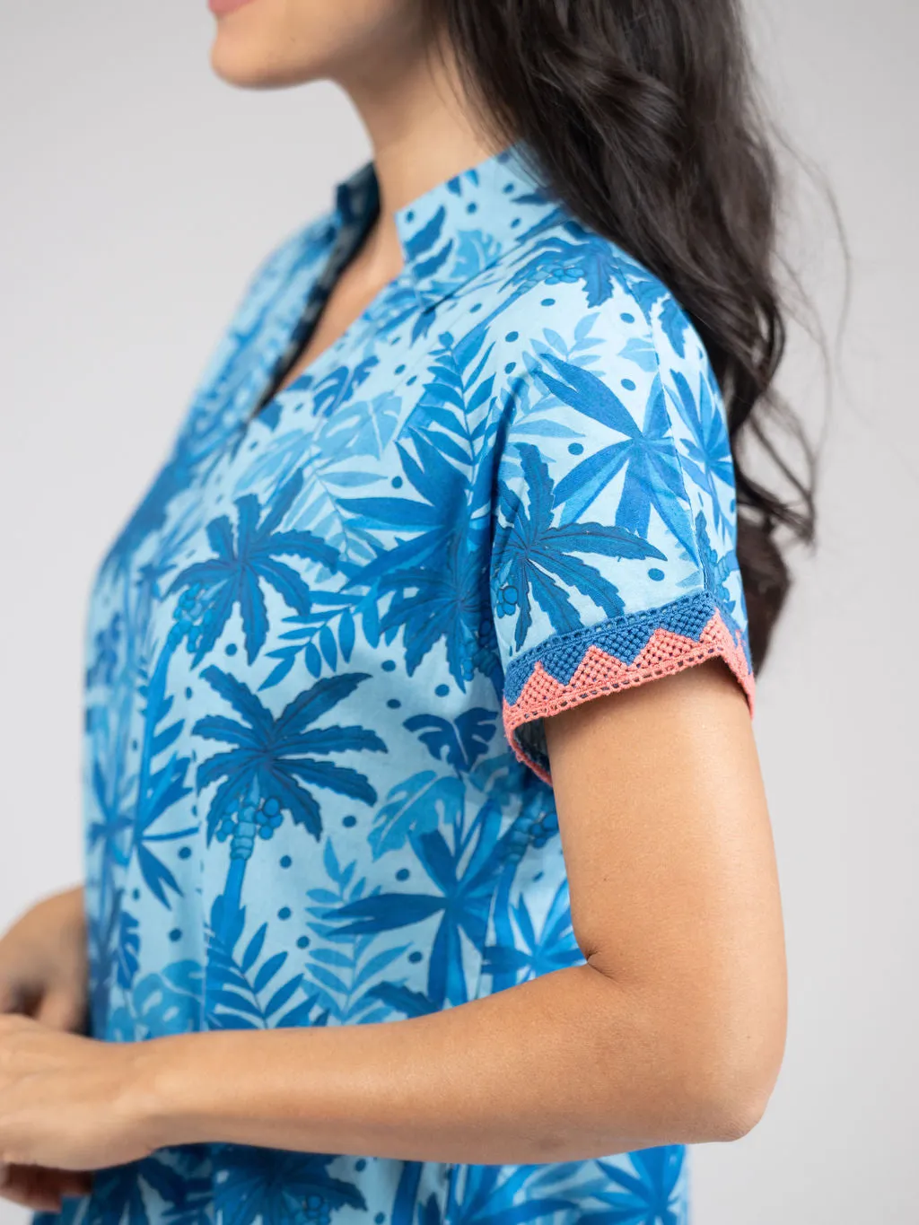 The Beach Tunic | Blue Palm Leaf sold by Beau & Ro product image thumbnail 3