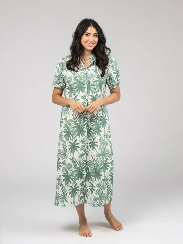 The Kris Dress | Beige Palm Leaf sold by Beau & Ro