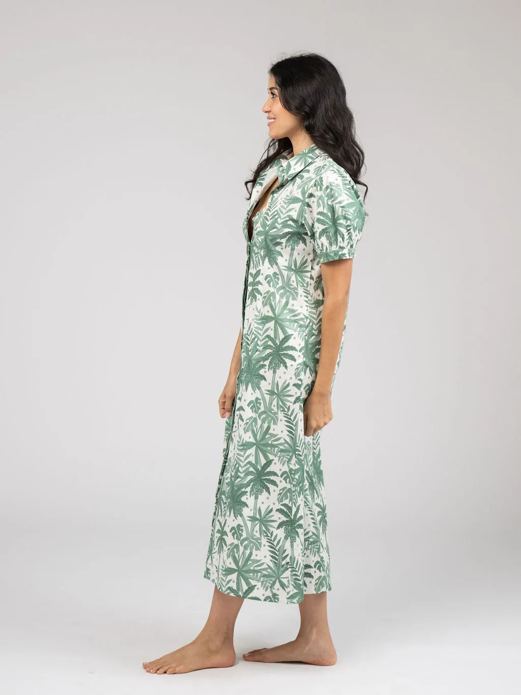 The Kris Dress | Beige Palm Leaf sold by Beau & Ro product image thumbnail 3