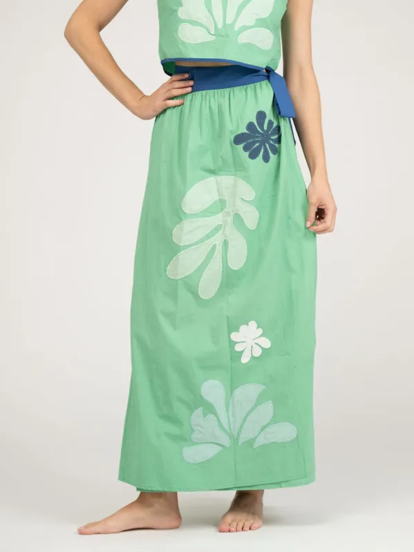The Sullivan Skirt | Green Aqua Appliqué sold by Beau & Ro