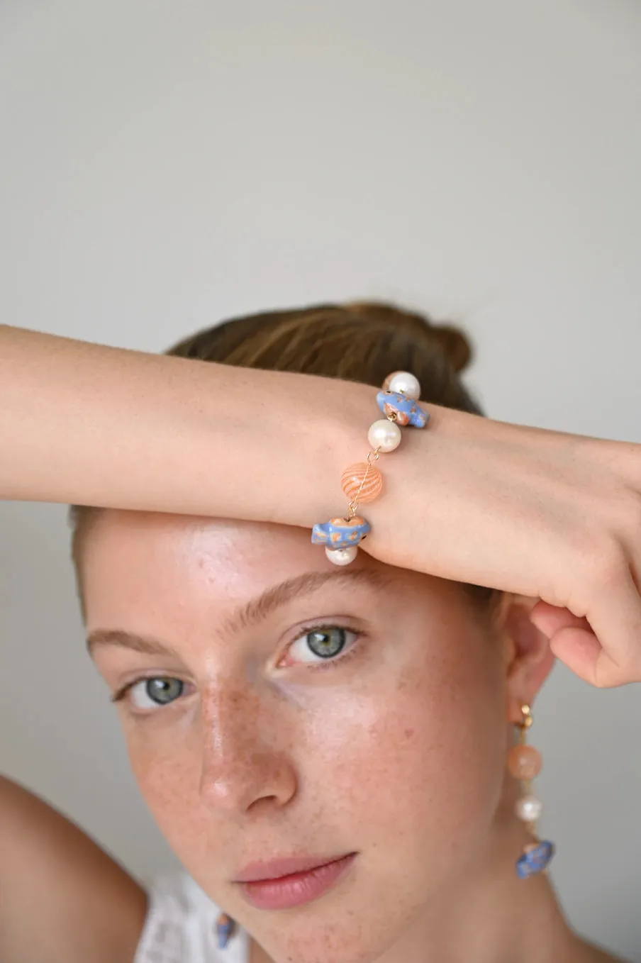 Lana Hand Blown Glass and Freshwater Pearl Fish Bracelet sold by Beau & Ro product image thumbnail 2