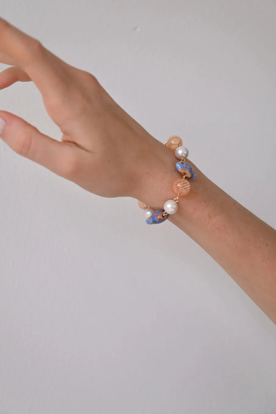 Lana Hand Blown Glass and Freshwater Pearl Fish Bracelet sold by Beau & Ro product image thumbnail 3