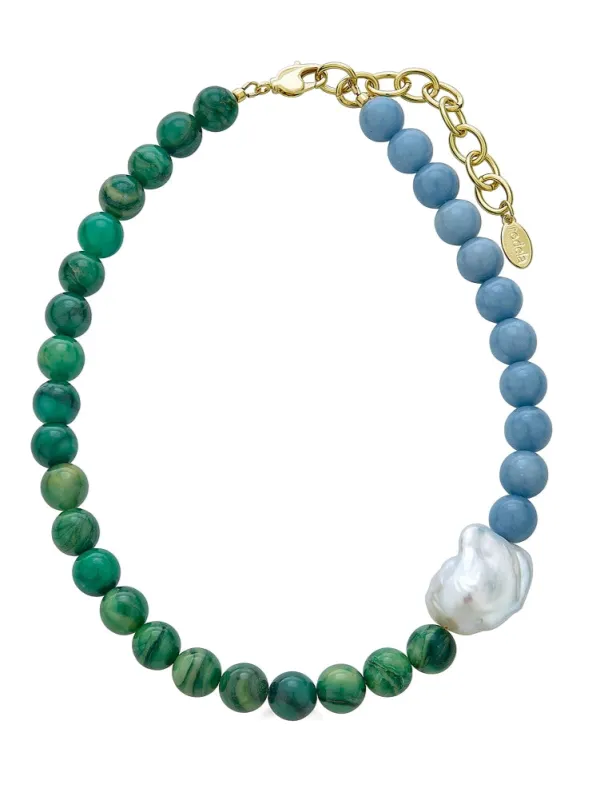 Rhode African Jade Angelite and Baroque Pearl Necklace sold by Beau & Ro