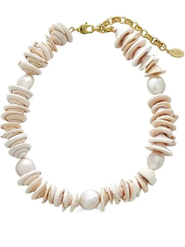 Isla Freshwater Pearl and Shell Necklace sold by Beau & Ro