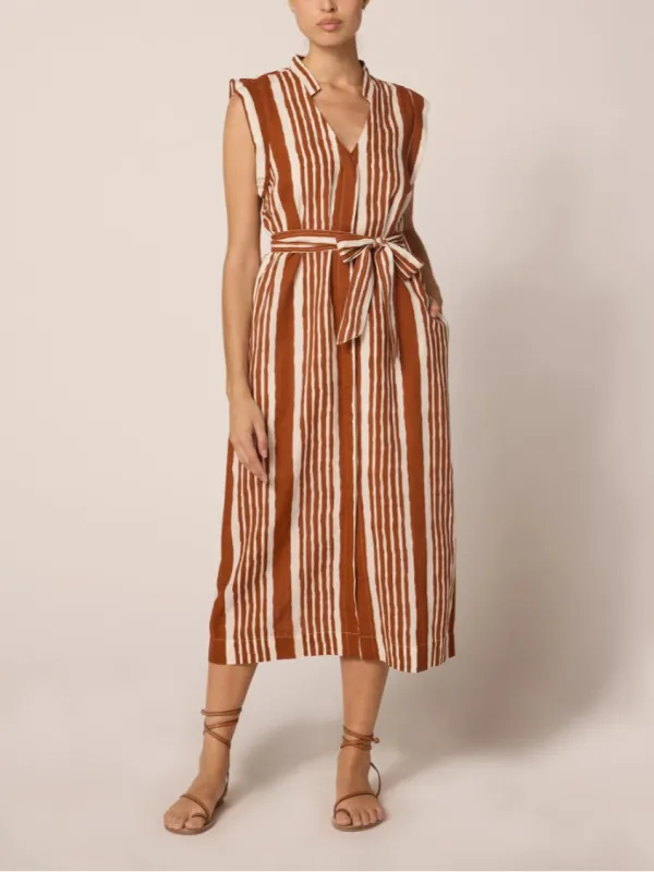 Lani Midi Dress in Vecchio Stripe sold by Beau & Ro