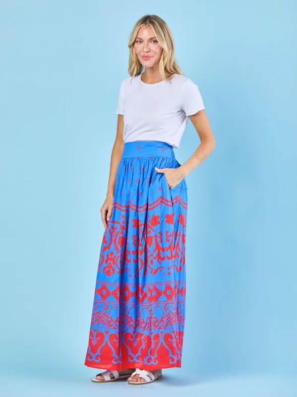 Lilian Skirt in Cobalt Tulum sold by Beau & Ro