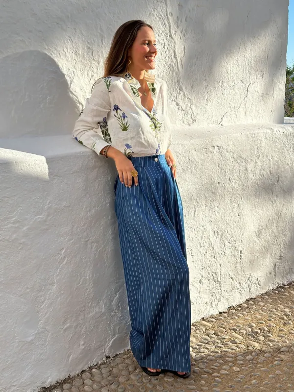 Palazzo Trouser in Diplomatico Denim sold by Beau & Ro