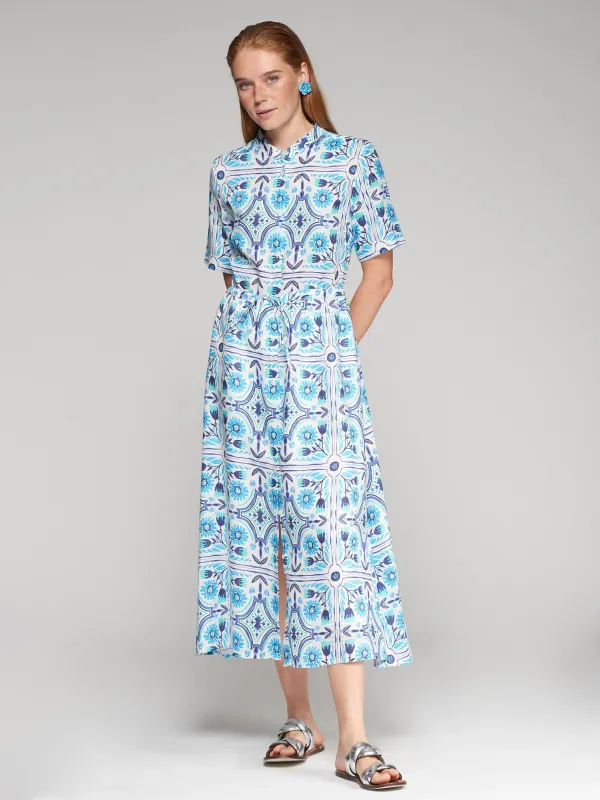 Aroa Dress in Azul Lino sold by Beau & Ro