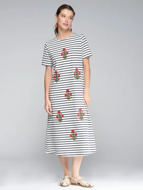 Clara Dress in Punto Raya sold by Beau & Ro