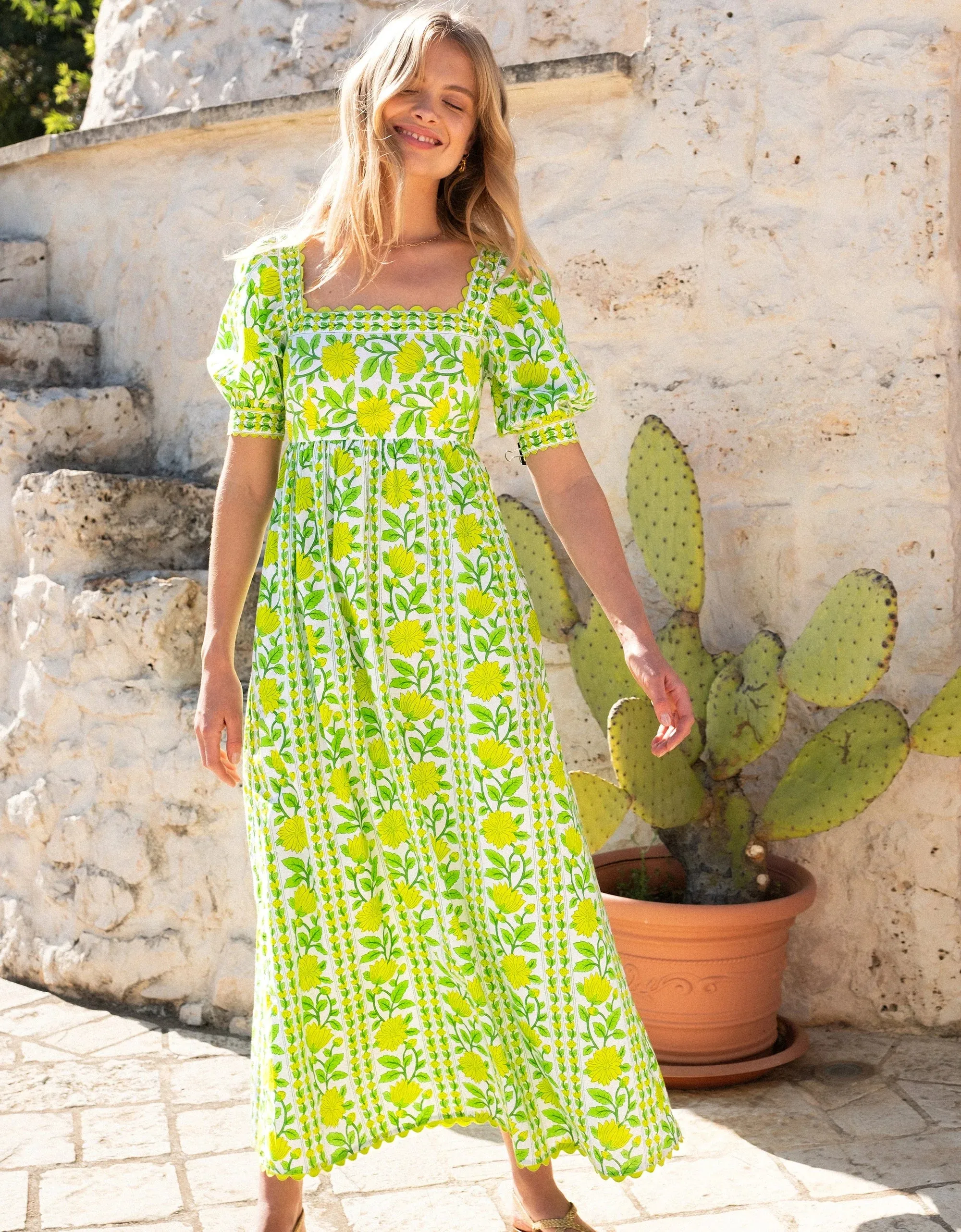 Elizabeth Dress in Lime Border sold by Beau & Ro product image thumbnail 4