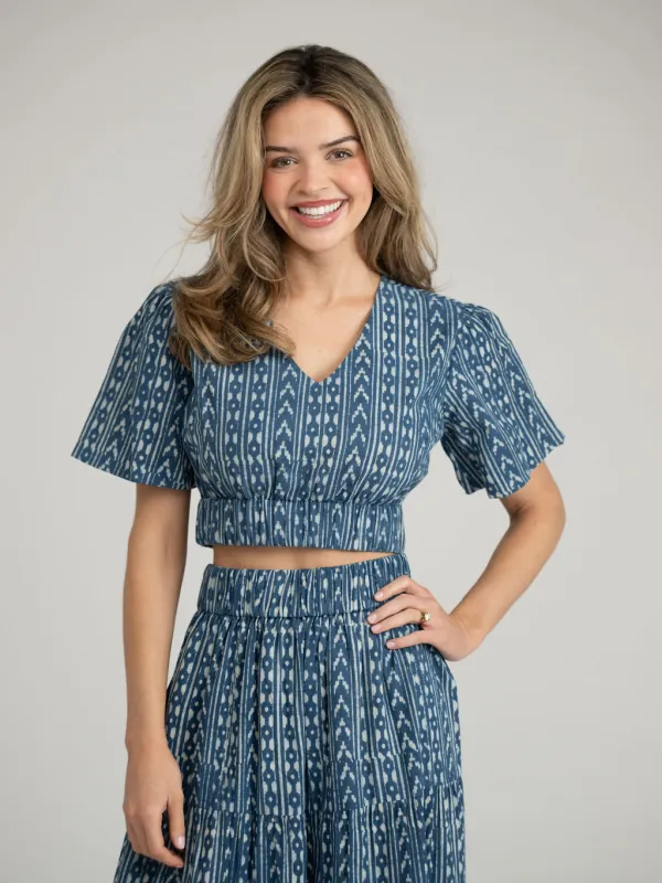 The Abby Top | Navy Stripe India Resist sold by Beau & Ro
