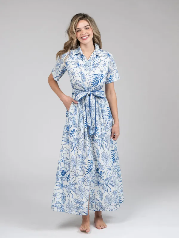 The Elle Maxi Dress | Blue Flora Sketch sold by Beau & Ro