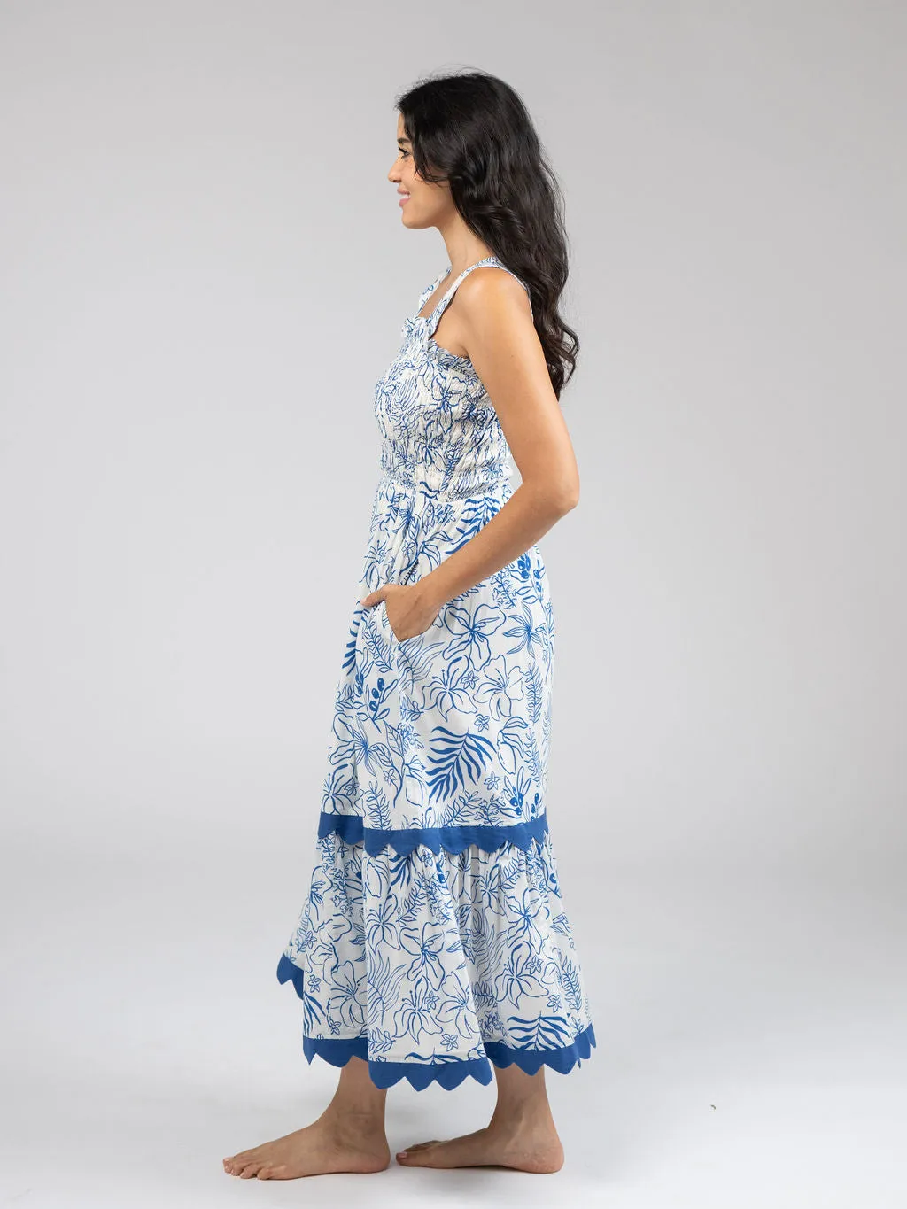 The Joey Dress | Blue Flora Sketch sold by Beau & Ro product image thumbnail 3