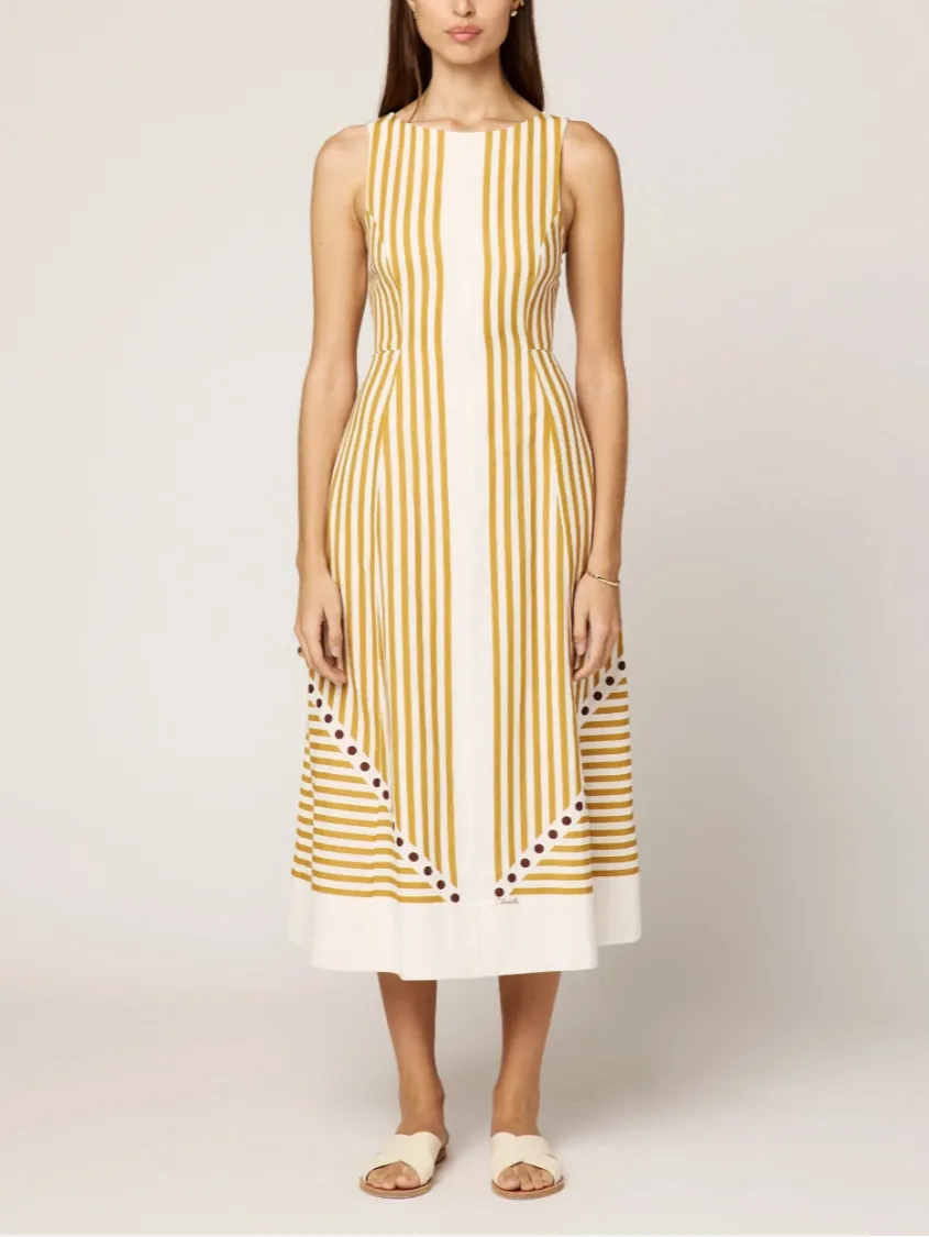 Rhiannon Ankle Dress in Lusso Stripe sold by Beau & Ro