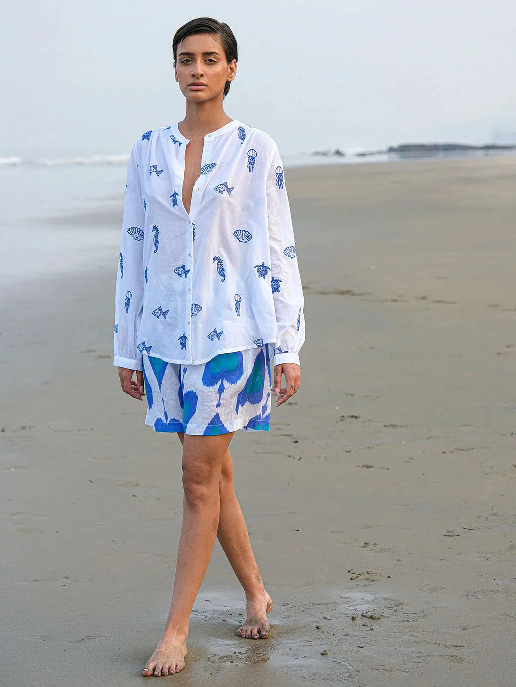 Columbia Blouse in White with Seaworld Embroidery sold by Beau & Ro product image thumbnail 2